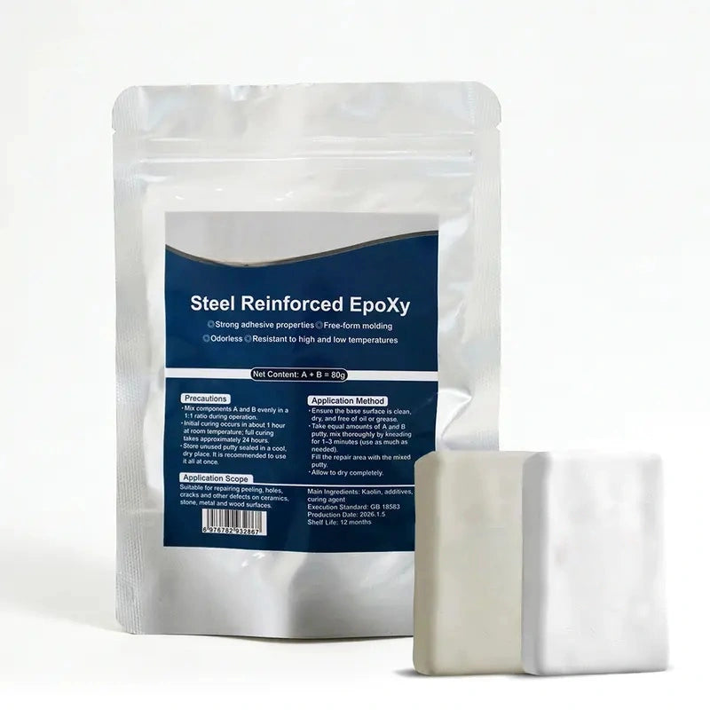 Steel Reinforced Epoxy Putty – High Strength Permanent Repair for Metal, Wood, Ceramic, Concrete, Plastic & PVC