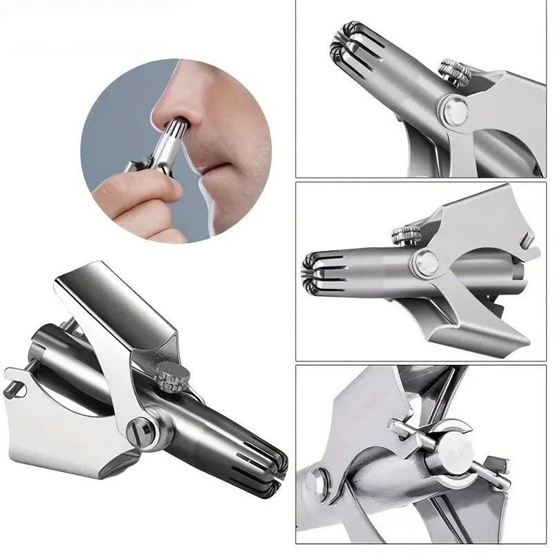 Portable Manual Stainless Steel Nose Hair Trimmer with Brush