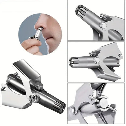 Portable Manual Stainless Steel Nose Hair Trimmer with Brush