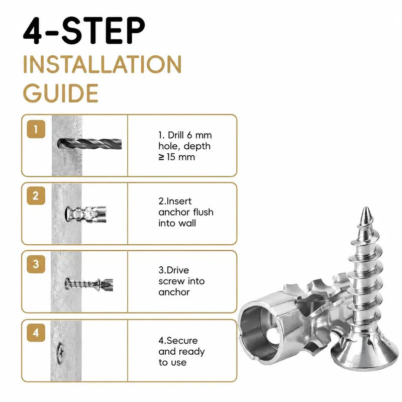 6×14mm Door Hinge Repair Screws & Expansion Anchors – 30/60 Pack