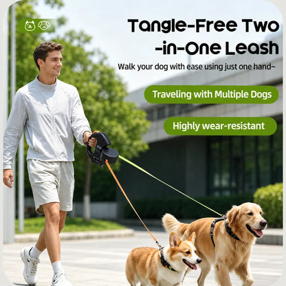 2-in-1 Adjustable Retractable Dog Leash Stretchable