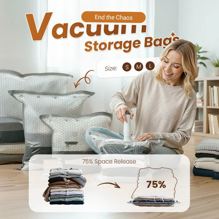 Vacuum Storage Bags with Rechargeable Pump (Travel)
