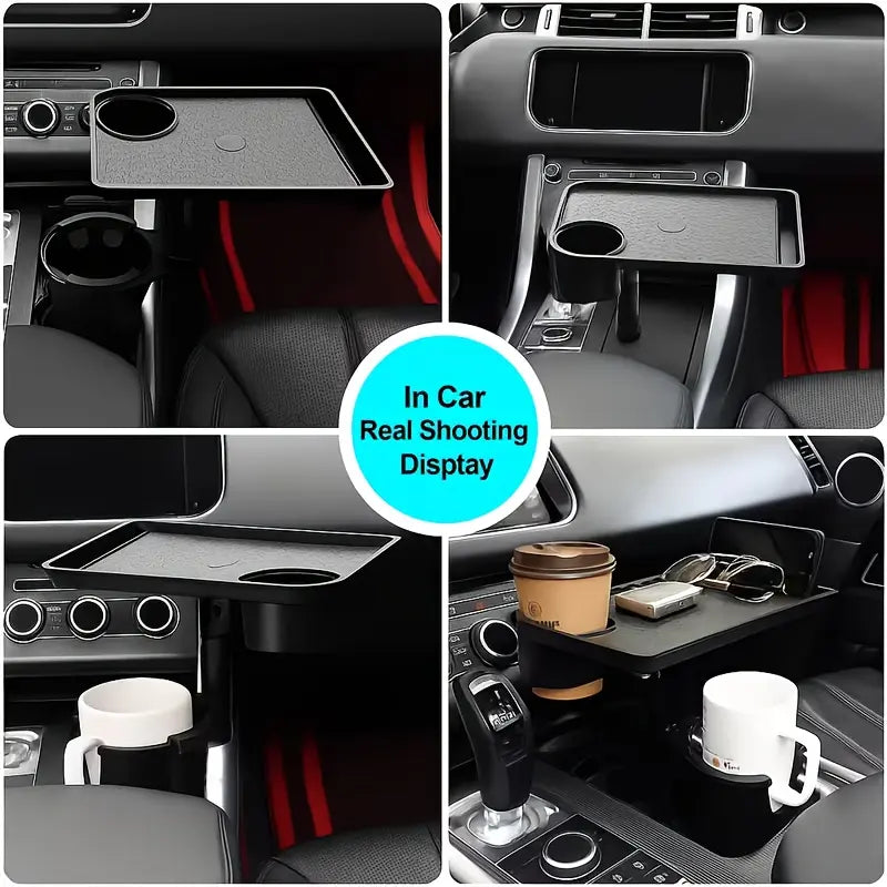 4-in-1 Multi-Functional Car Cup Holder – Rotatable Tray, Phone Mount & Snack Rack