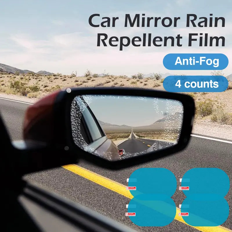 [4-Pack] Car Rearview Mirror Anti-Fog & Rainproof Film