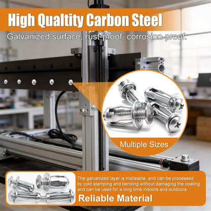 30Pcs/90Pcs Heavy-Duty Carbon Steel Button Rivet Locking Nuts Set