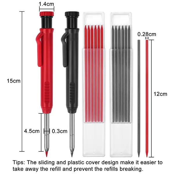 Heavy-Duty Deep Hole Mechanical Carpenter Pencil Set