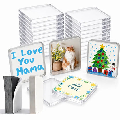 2×2″ Clear Acrylic Magnetic Photo Frames – DIY Memory Keepsake, 10/20/30 Pack