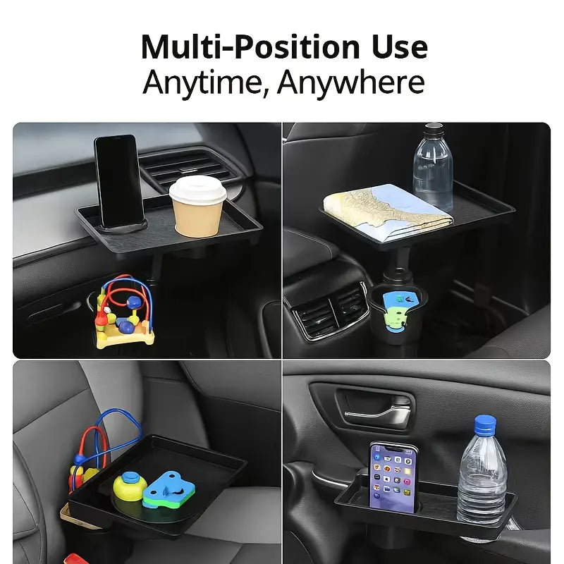 4-in-1 Multi-Functional Car Cup Holder – Rotatable Tray, Phone Mount & Snack Rack