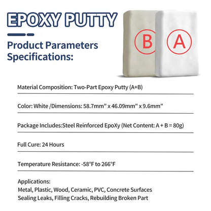 Steel Reinforced Epoxy Putty – High Strength Permanent Repair for Metal, Wood, Ceramic, Concrete, Plastic & PVC