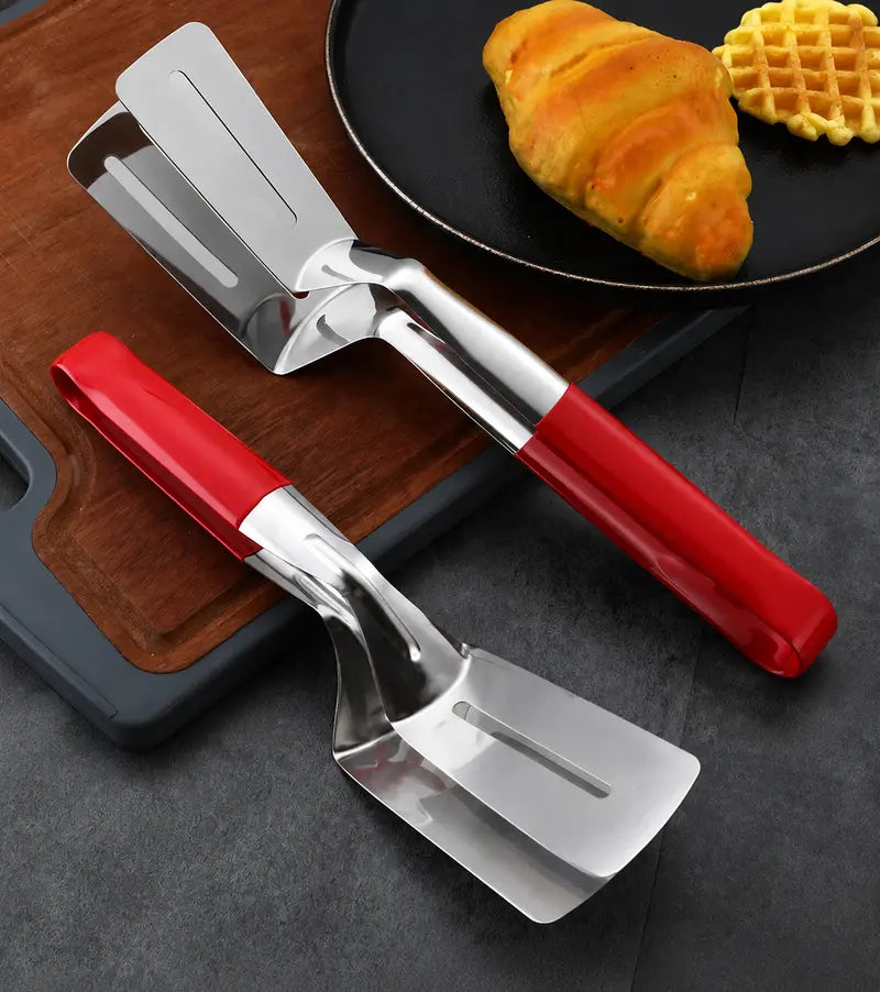 Multi-Functional Stainless Steel Steak Spatula Clamp, Kitchen Cooking Tongs for Fried Steak