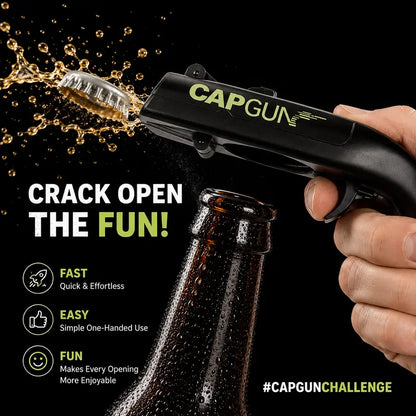 Gun-Shape Plastic Body Bottle Cap Launcher with Spring Launch Mechanism