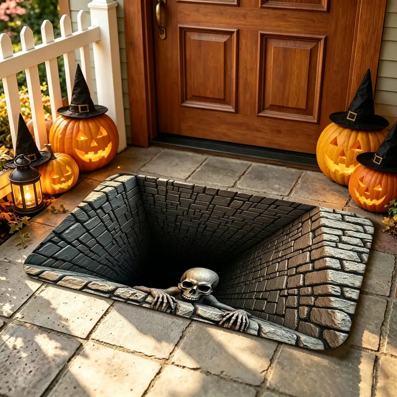 Halloween Skull & Clown 3D-Effect Door Mat