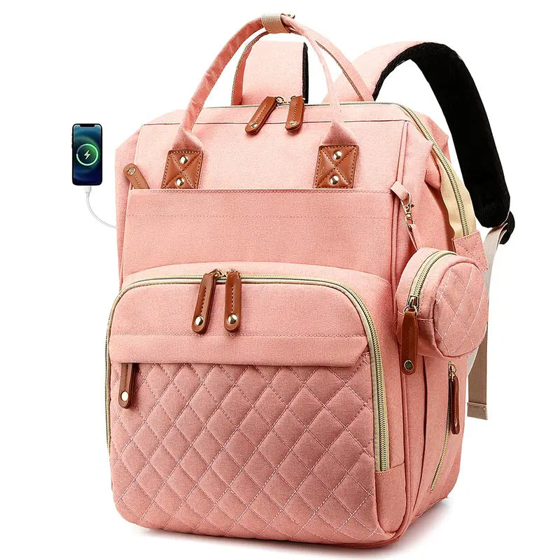 Multifunctional Diaper Backpack with USB Charging Port