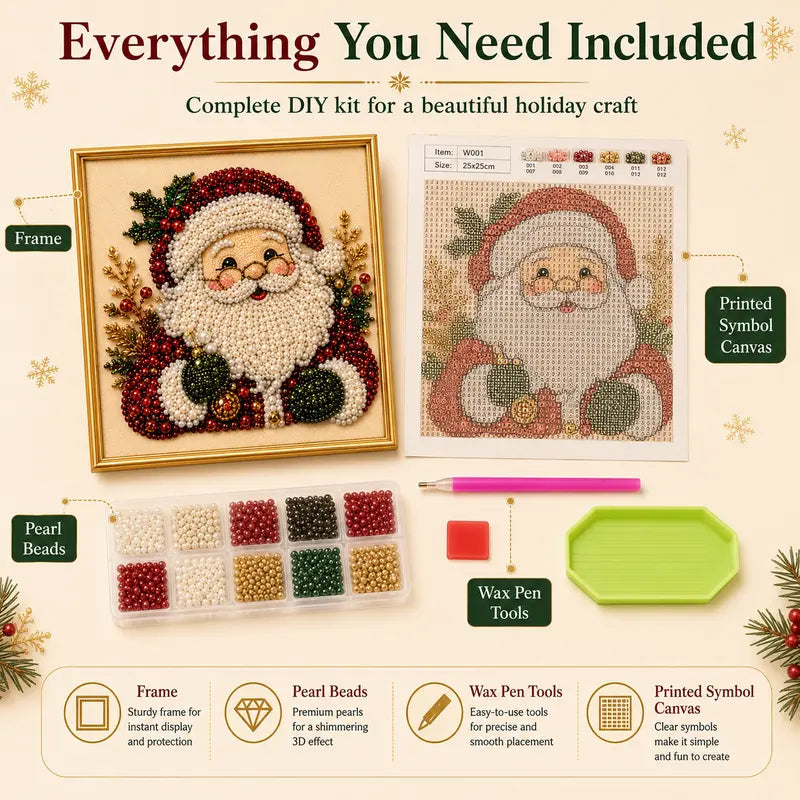 🎄 Frameless 3D Beaded Christmas Diamond Painting