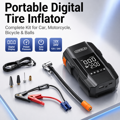 Portable Smart Tire Inflator with LED Light