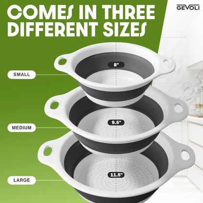 3-Piece Collapsible Colander &amp; Strainer Set