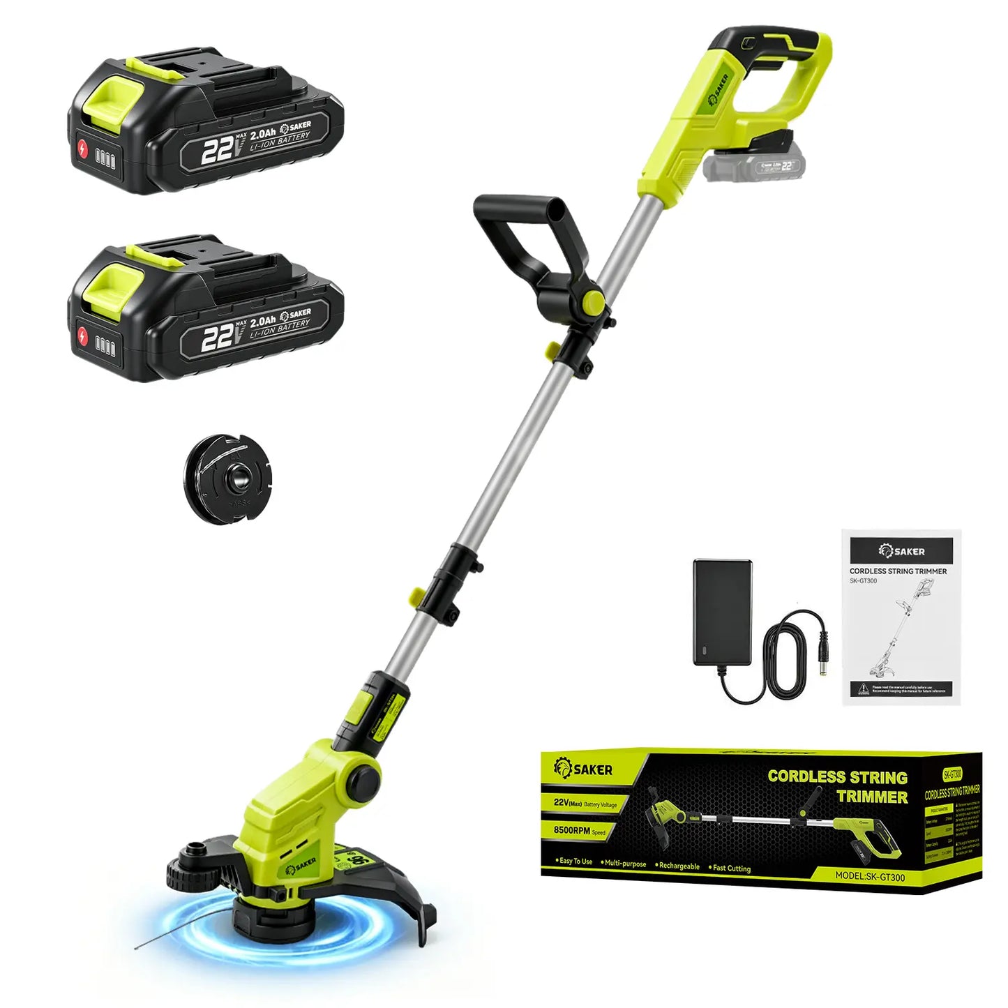 Cordless Lawn Mower, Garden Tool (Mower, Trimmer, Edger) with 2×21V Batteries