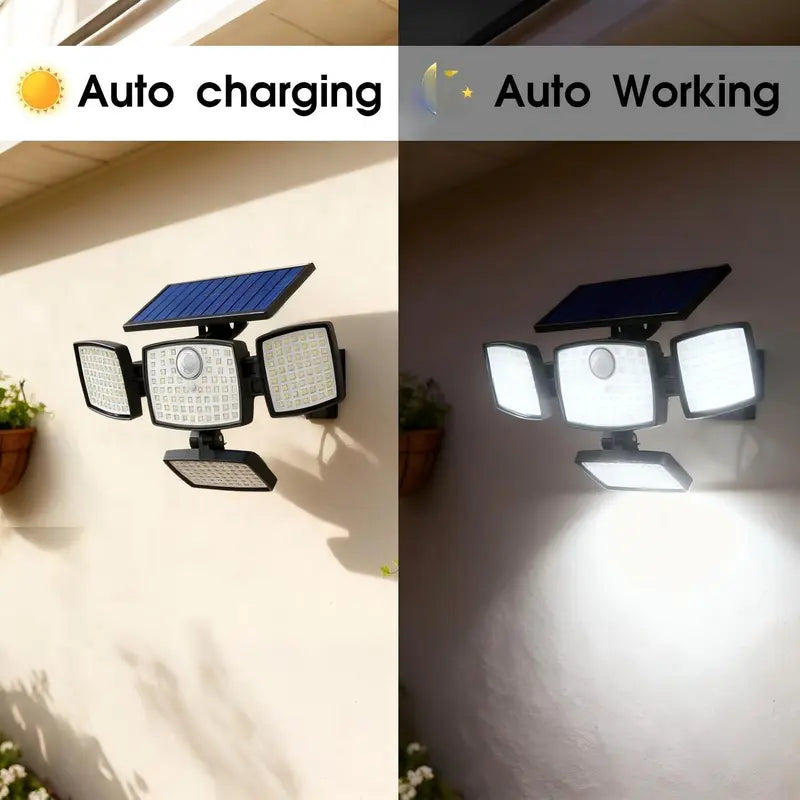 Hoodink Solar Outdoor Lights 4500LM 306LED Security Lights with Remote Control