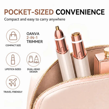 2-in-1 Facial Hair Remover & Nose Hair Trimmer – Battery-Powered, Portable Grooming Kit