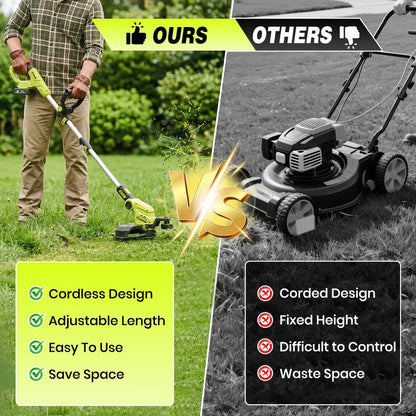 Cordless Lawn Mower, Garden Tool (Mower, Trimmer, Edger) with 2×21V Batteries