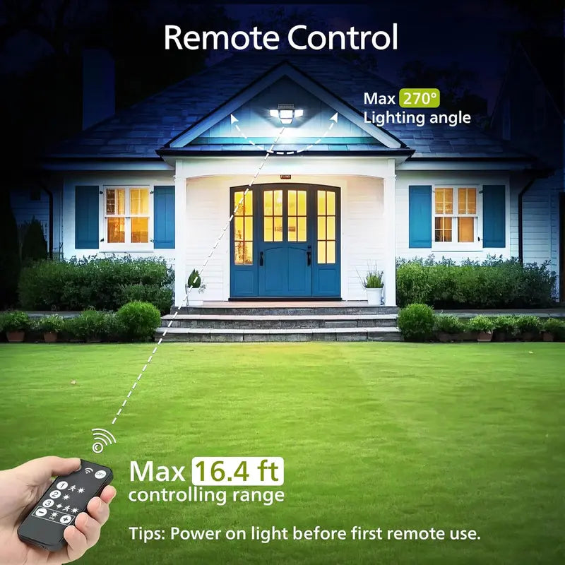 Hoodink Solar Outdoor Lights 4500LM 306LED Security Lights with Remote Control