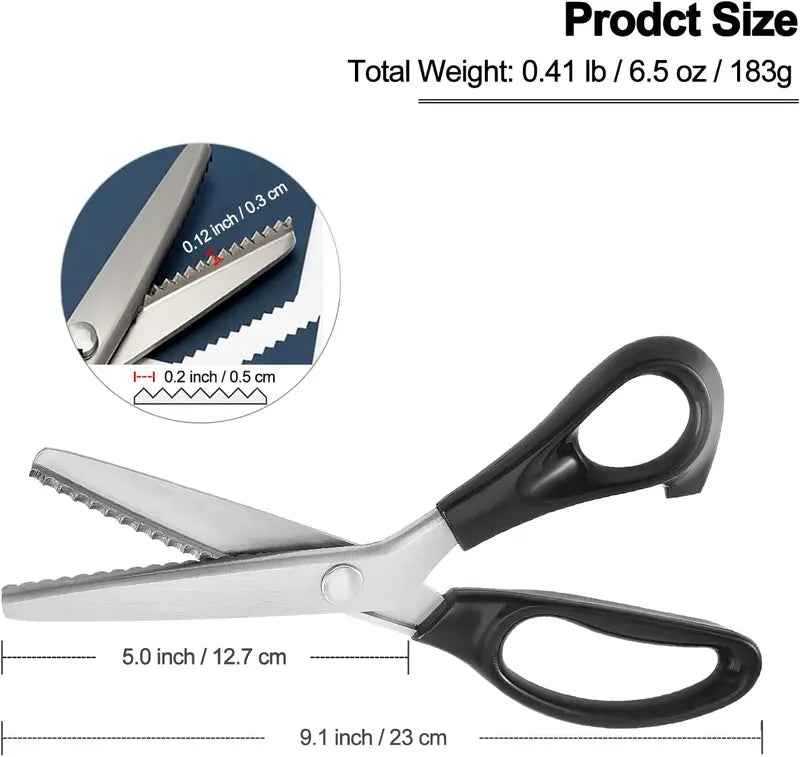 Stainless Steel Zig Zag Scissors with Serrated Teeth
