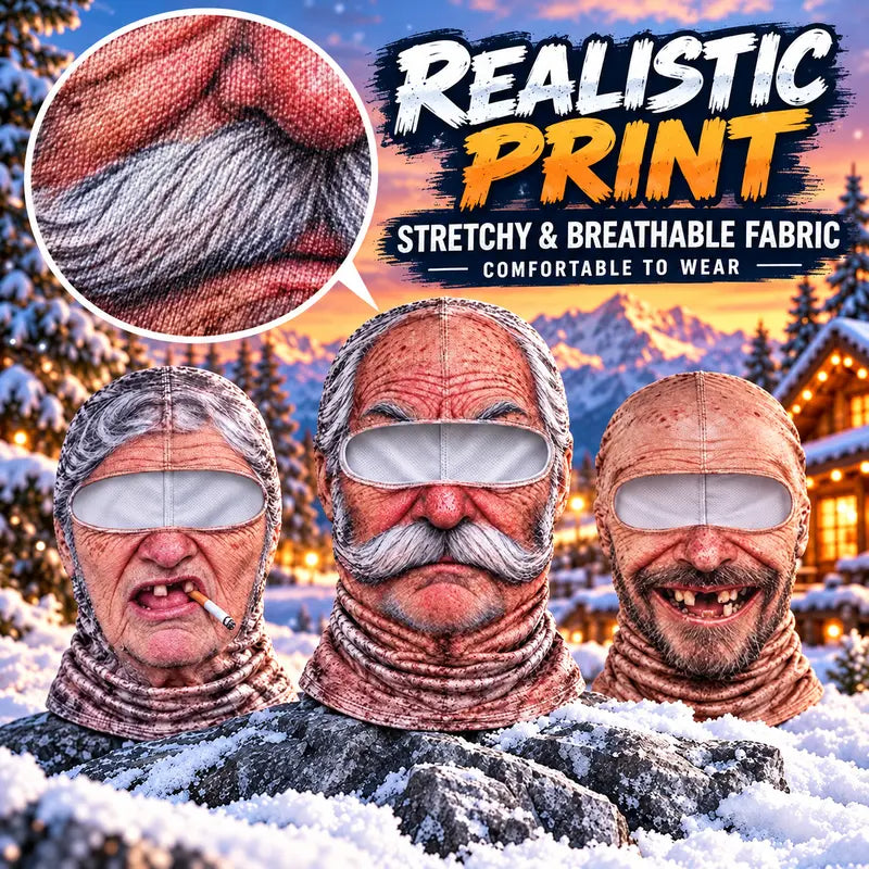 Funny Old Man Face Balaclava Mask