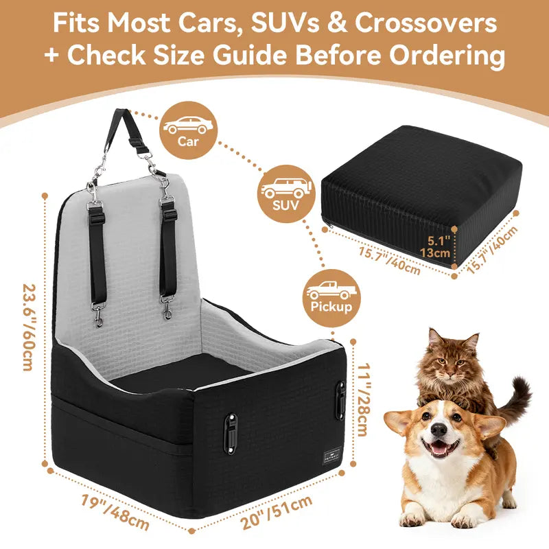 Dog Car Booster Seat with Patented Safety Buckles