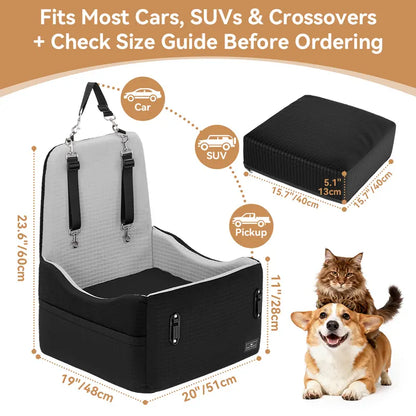 Dog Car Booster Seat with Patented Safety Buckles