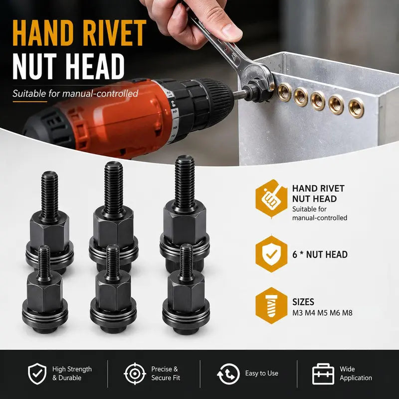 Rivet Nut Set (Sizes M3–M8, Carbon Steel)
