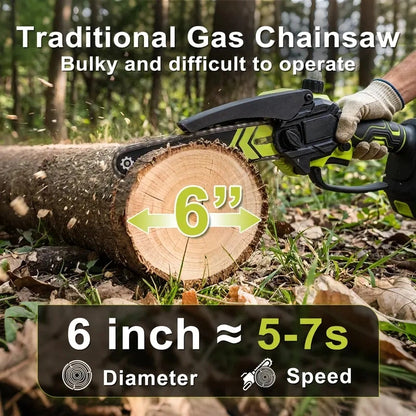 6-Inch Brushless Mini Chainsaw with Automatic Oiling System
