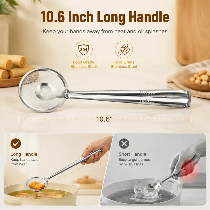 2-in-1 Stainless Steel Mesh Strainer Tongs