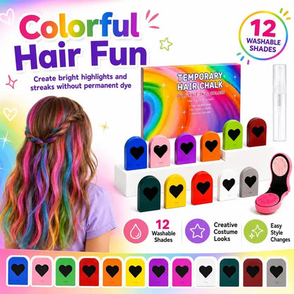 Washable Hair Chalk – 6–12 Colors