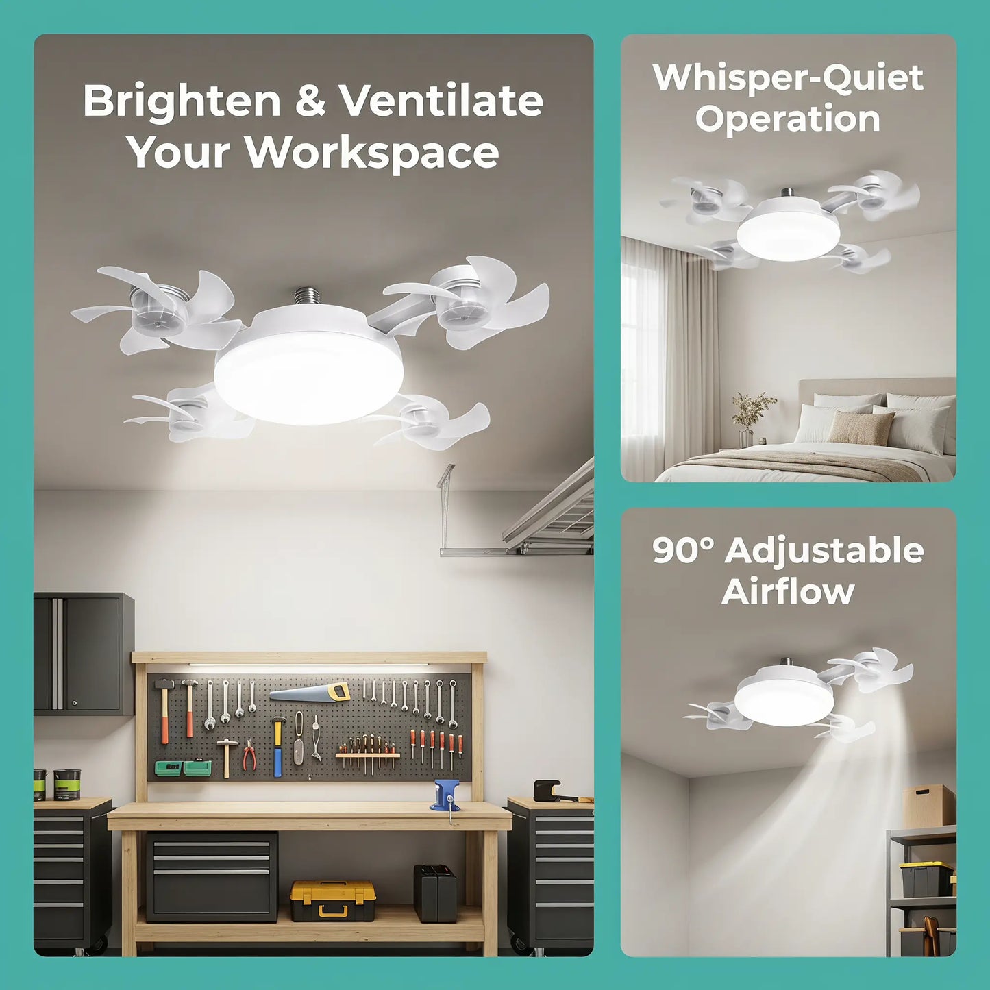 🌀50% OFF NOW! 💡 Ceiling Fan with E27 Socket – Silent 2-in-1 LED Fan with Remote Control – Cool & Light in One 🏠