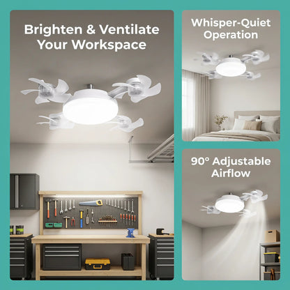 🌀50% OFF NOW! 💡 Ceiling Fan with E27 Socket – Silent 2-in-1 LED Fan with Remote Control – Cool & Light in One 🏠