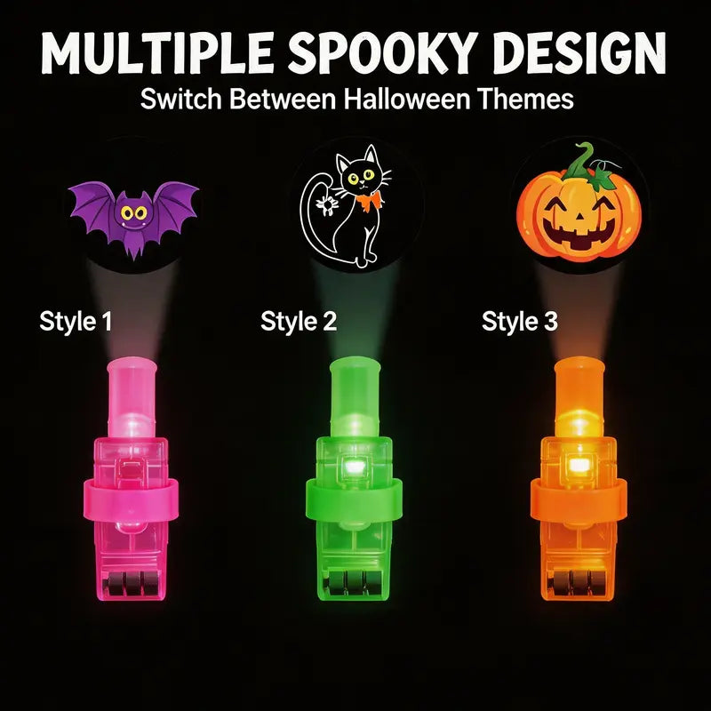 Halloween LED Finger Projection Lights – 8/16/24-Piece Party Favor Sets