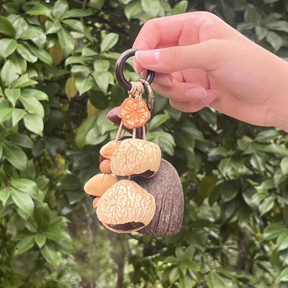 Handmade Natural Shell Bag Charm — Boho Keychain & Car Hanger