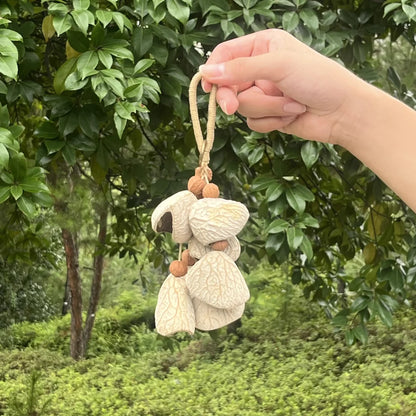 Handmade Natural Shell Bag Charm — Boho Keychain & Car Hanger