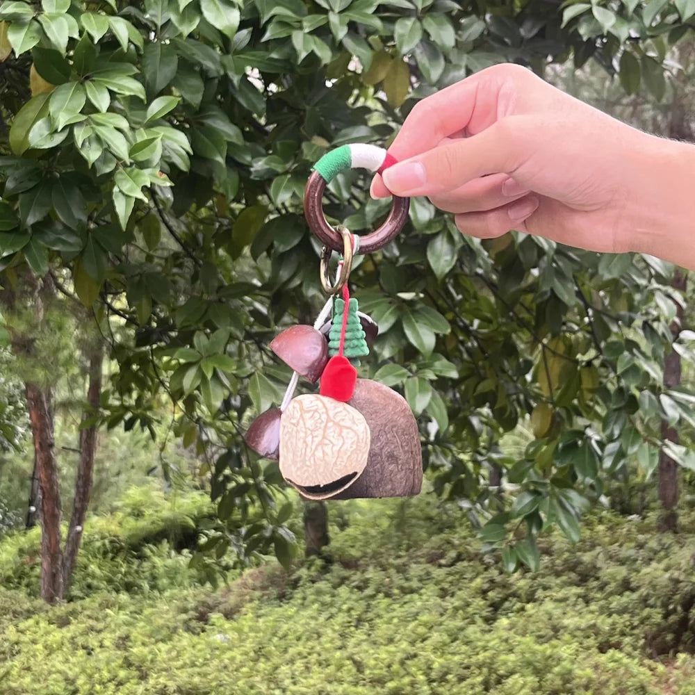 Handmade Natural Shell Bag Charm — Boho Keychain & Car Hanger