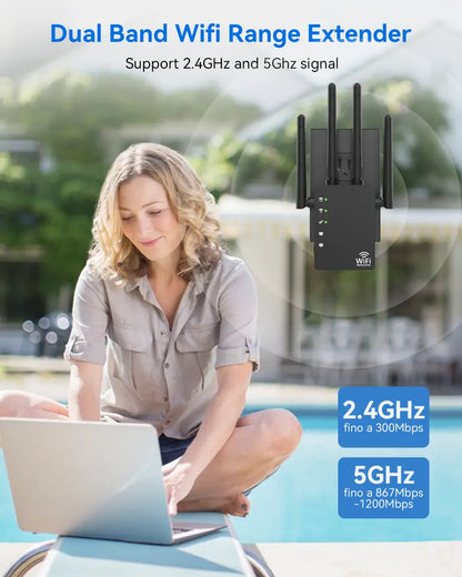 Dual-Band WiFi Signal Booster & Extender with Ethernet Port