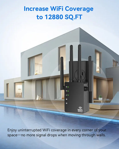 Dual-Band WiFi Signal Booster & Extender with Ethernet Port