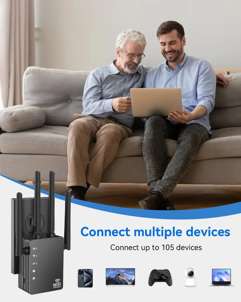 Dual-Band WiFi Signal Booster & Extender with Ethernet Port