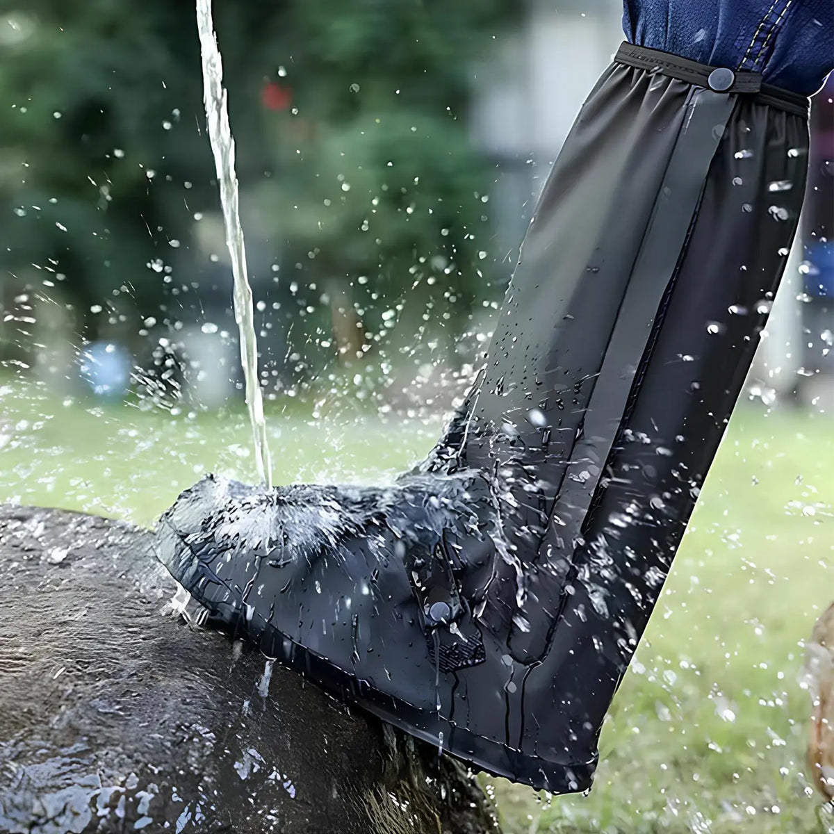Black Waterproof Rain Boot Shoe Covers Reusable & Foldable Rain Boot Shoe Cover