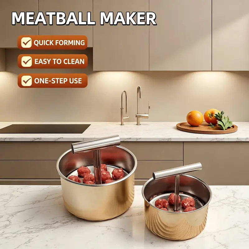 Stainless Steel Meatball Maker – 6 or 12 Holes, Manual & Easy to Clean