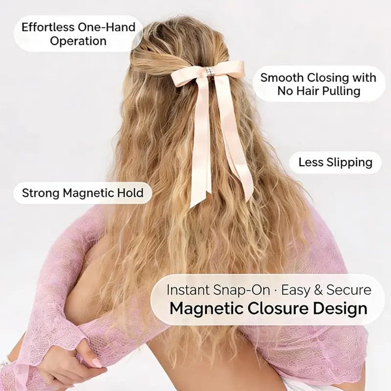 Magnetic Satin Ribbon Bow Hair Clip