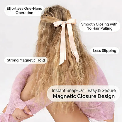 Magnetic Satin Ribbon Bow Hair Clip