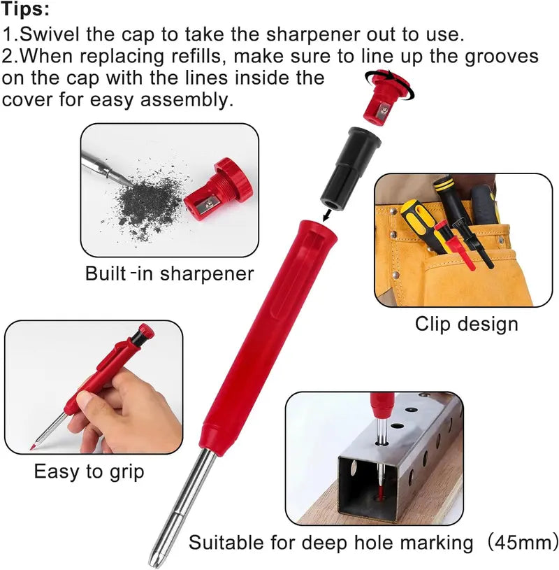 Heavy-Duty Deep Hole Mechanical Carpenter Pencil Set