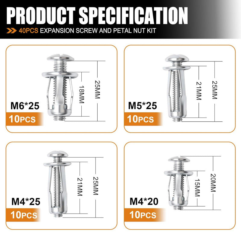 30Pcs/90Pcs Heavy-Duty Carbon Steel Button Rivet Locking Nuts Set