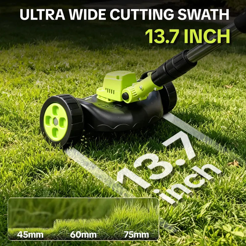 Cordless Lawn Mower, Garden Tool (Mower, Trimmer, Edger) with 2×21V Batteries