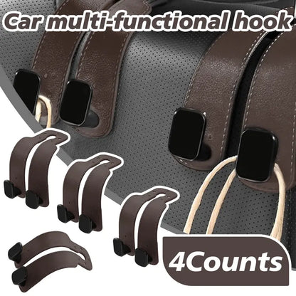 Improved Car Seat Back Double Hooks with Soft Faux Leather